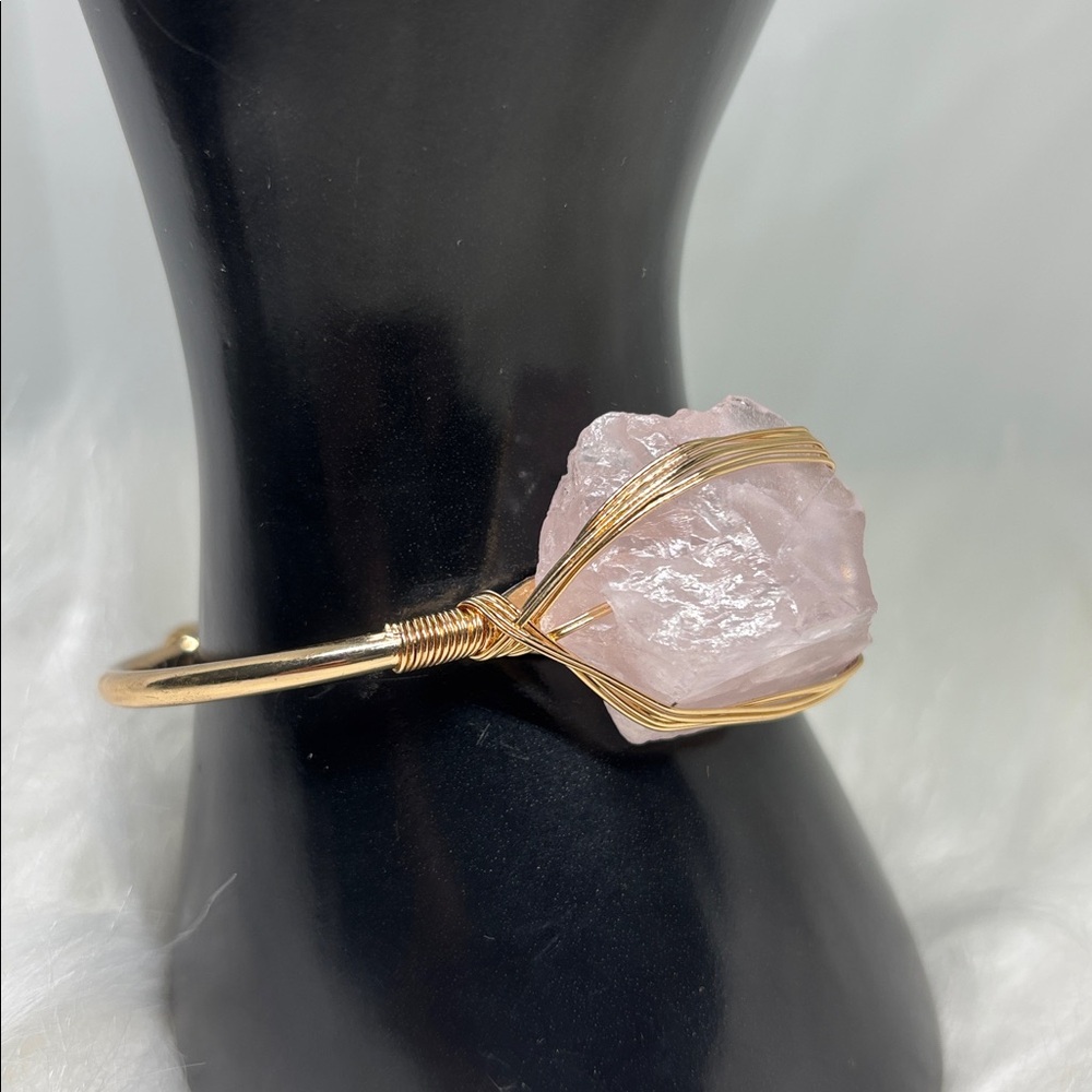 Rose Quartz Wire Wrapped Bangle - image 1